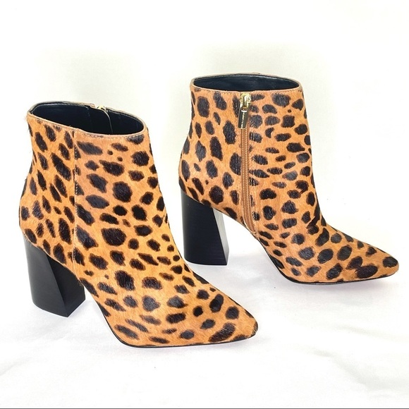 Vince Camuto Thelmin Leopard Print Calf-Hair Booties - Picture 3 of 12